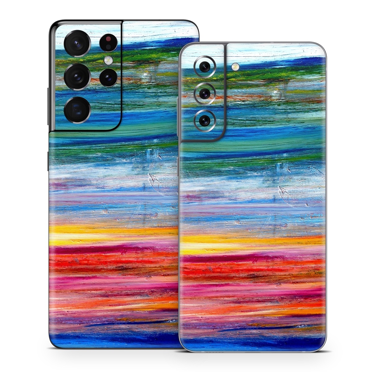 Samsung Galaxy S21 Series Skin design of Sky, Painting, Acrylic paint, Modern art, Watercolor paint, Art, Horizon, Paint, Visual arts, Wave, with gray, blue, red, black, pink colors