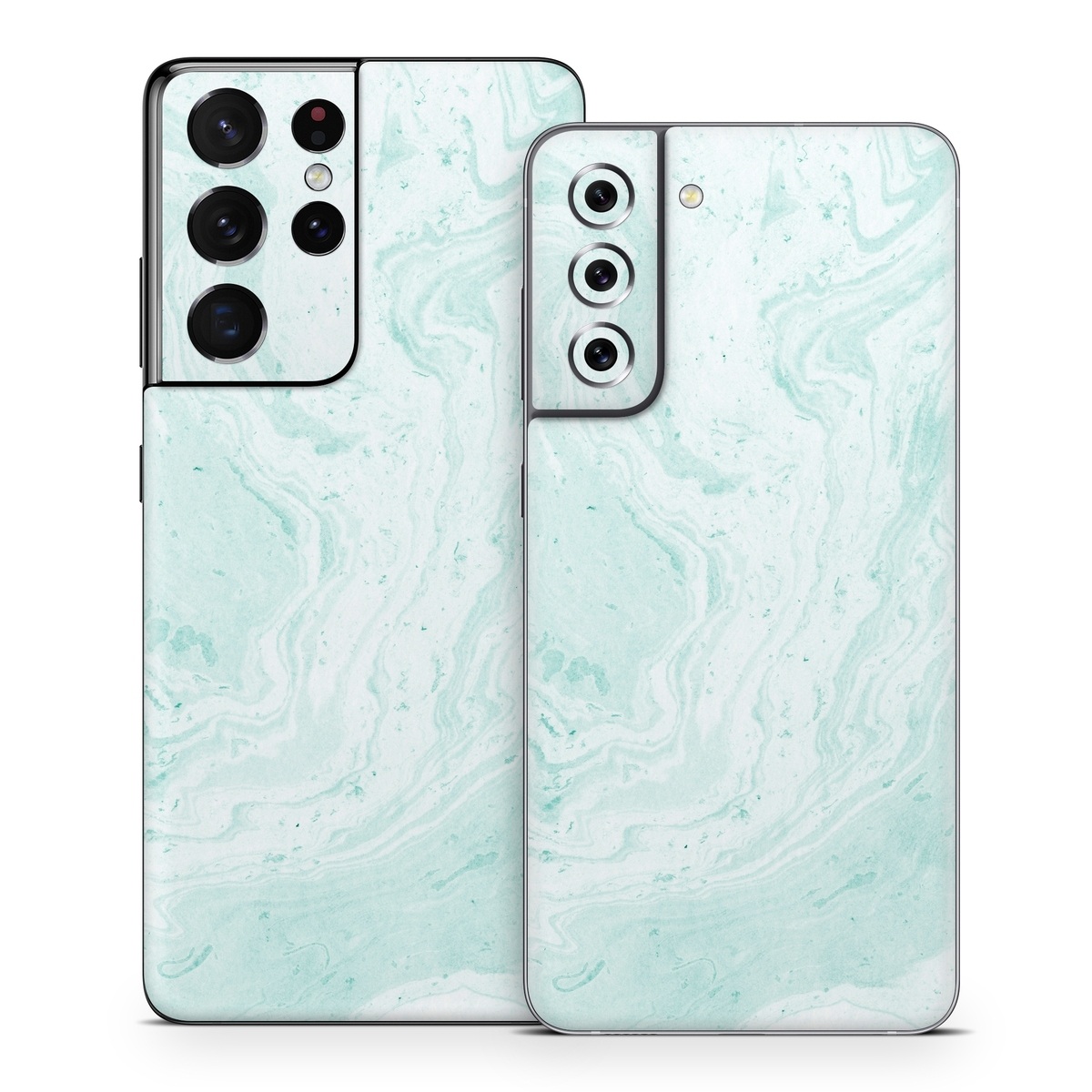 Samsung Galaxy S21 Series Skin design of White, Aqua, Pattern, with green, blue colors