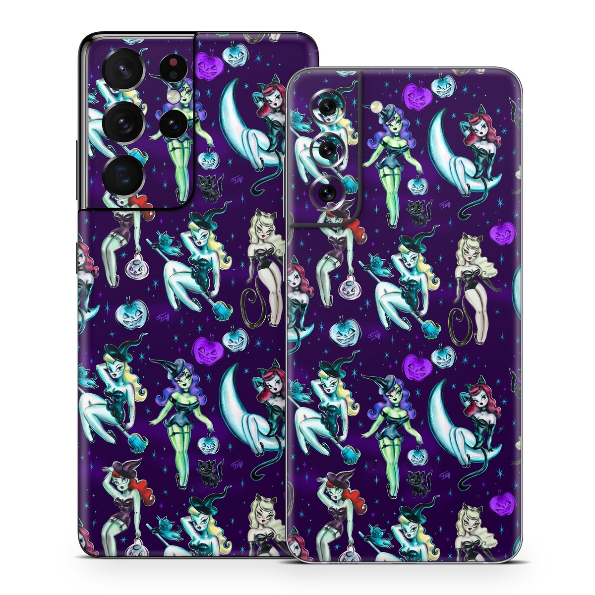 Samsung Galaxy S21 Series Skin design of Illustration, Cartoon, Violet, Art, Fictional character, Graphic design, Fiction, Visual arts, Style, Graphics, with blue, green, white, yellow, red, purple colors