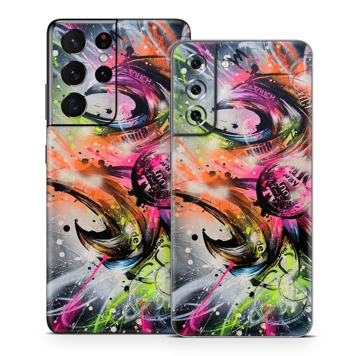 Samsung Galaxy S21 Series Skin design of Graphic design, Fractal art, Art, Illustration, Design, Graphics, Cg artwork, Font, Visual arts, Pattern, with black, gray, red, green, purple, blue colors