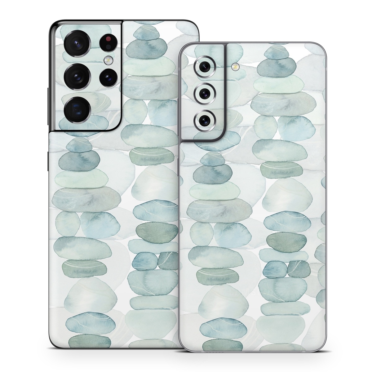 Samsung Galaxy S21 Series Skin design of Aqua, Turquoise, Circle, Pattern, Transparent material, Glass, with white, blue colors