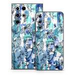 Blue Ink Floral Samsung Galaxy S22 Series Skin