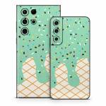 Mint Chocolate Chip Ice Cream Drip Samsung Galaxy S22 Series Skin