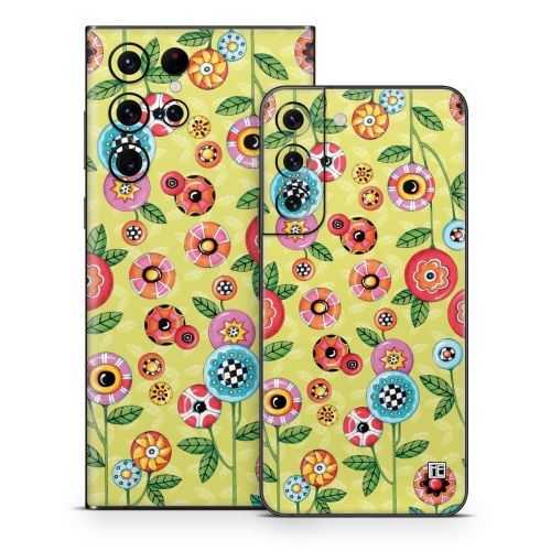 Button Flowers Samsung Galaxy S22 Series Skin