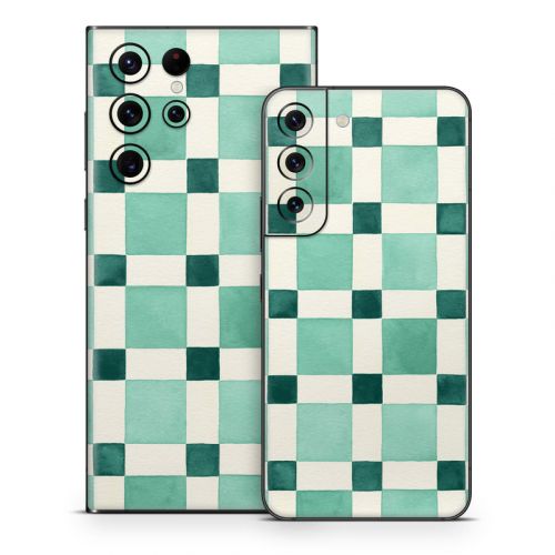 Checker Mosaic Green Samsung Galaxy S22 Series Skin