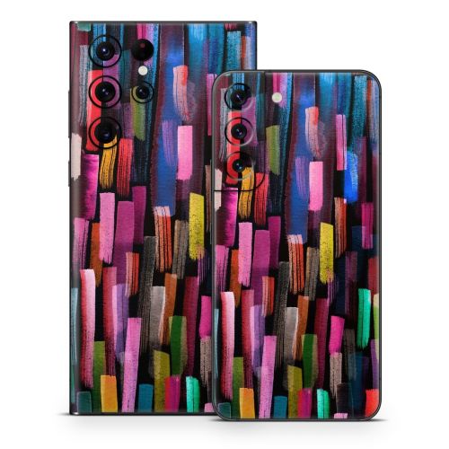 Colorful Brushstrokes Black Samsung Galaxy S22 Series Skin