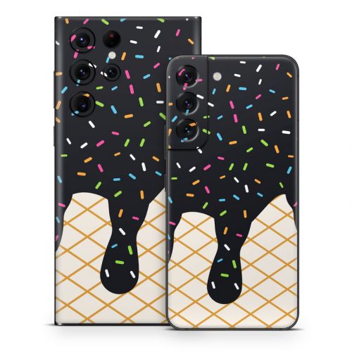 Black Ice Cream Drip Samsung Galaxy S22 Series Skin