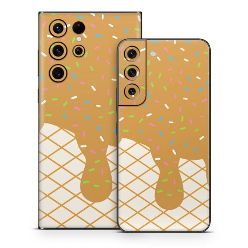 Caramel Ice Cream Drip Samsung Galaxy S22 Series Skin