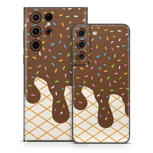 Chocolate Ice Cream Drip Samsung Galaxy S22 Series Skin