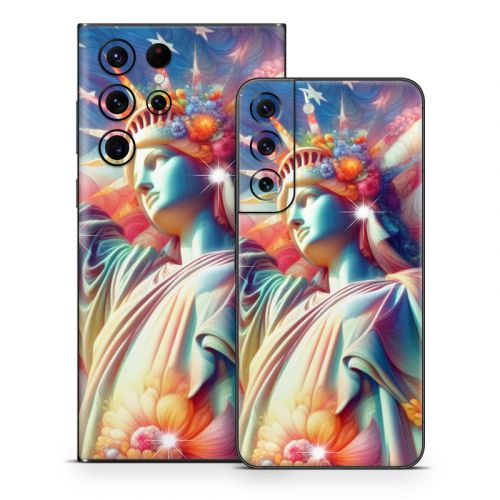 Lady Liberty and Flowers Samsung Galaxy S22 Series Skin