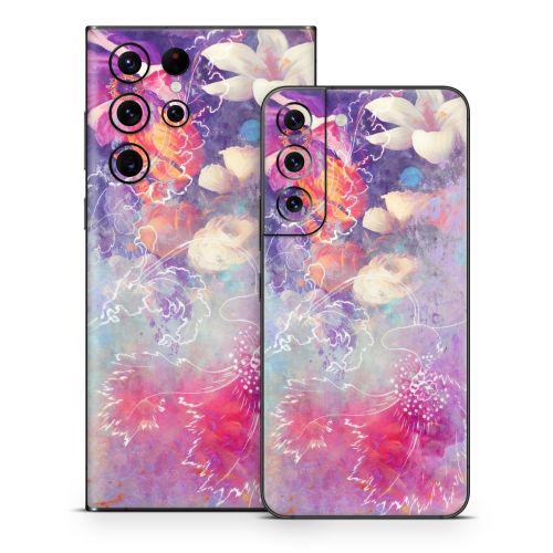Sketch Flowers Lily Samsung Galaxy S22 Series Skin
