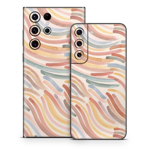 Terracotta Brushstroke Waves Samsung Galaxy S22 Series Skin