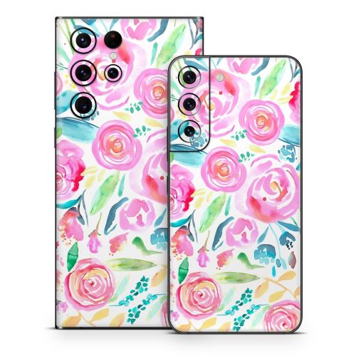 Watercolor Roses Samsung Galaxy S22 Series Skin