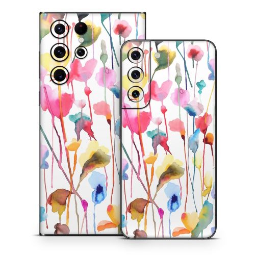 Watercolor Wild Flowers Samsung Galaxy S22 Series Skin