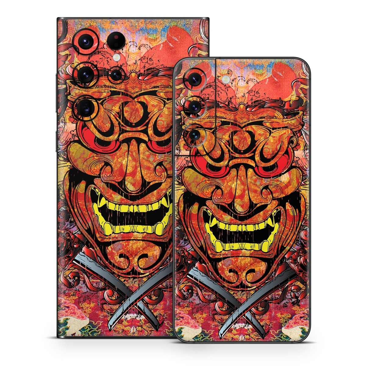Samsung Galaxy S22 Series Skin design of Art, Psychedelic art, Visual arts, Illustration, Fictional character, Demon, with red, orange, yellow colors