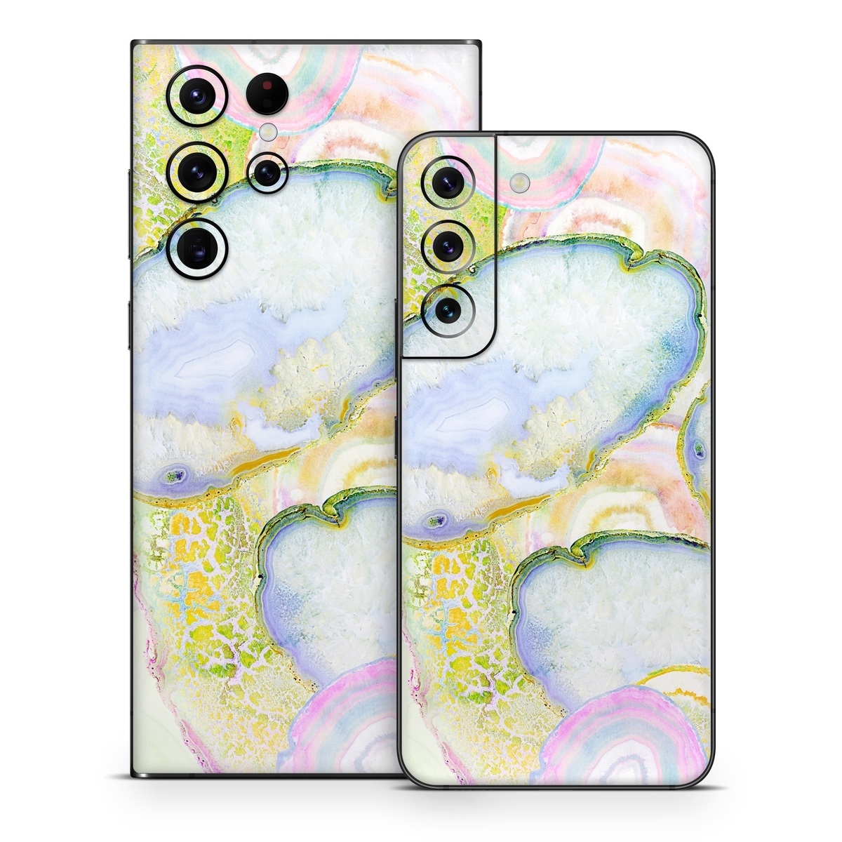 Samsung Galaxy S22 Series Skin design of Watercolor paint, Illustration, Paint, Child art, Art, with blue, purple, green, yellow, pink colors