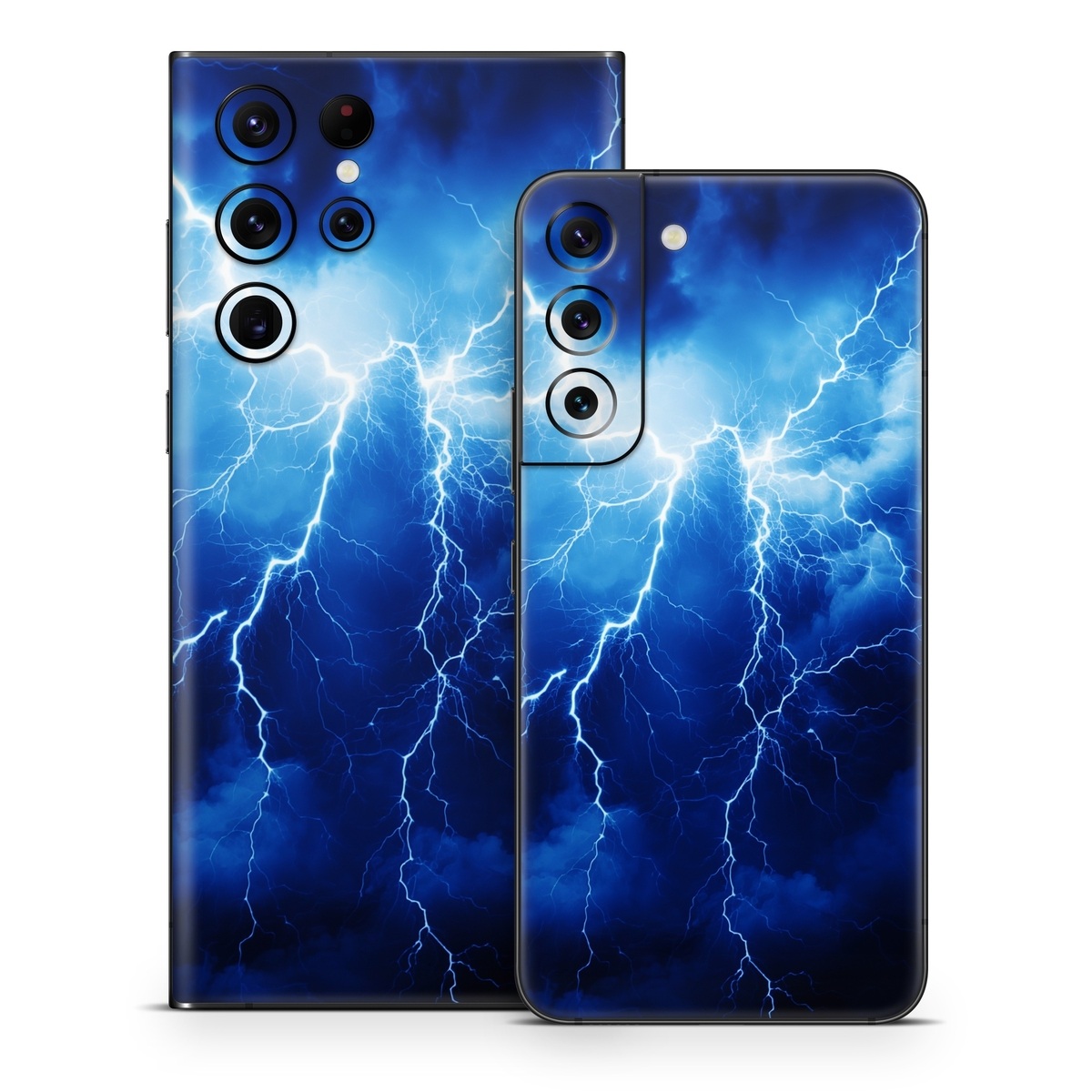 Samsung Galaxy S22 Series Skin design of Thunder, Sky, Atmosphere, Daytime, Cloud, Water, Lightning, Light, Azure, Natural environment, with black, blue colors