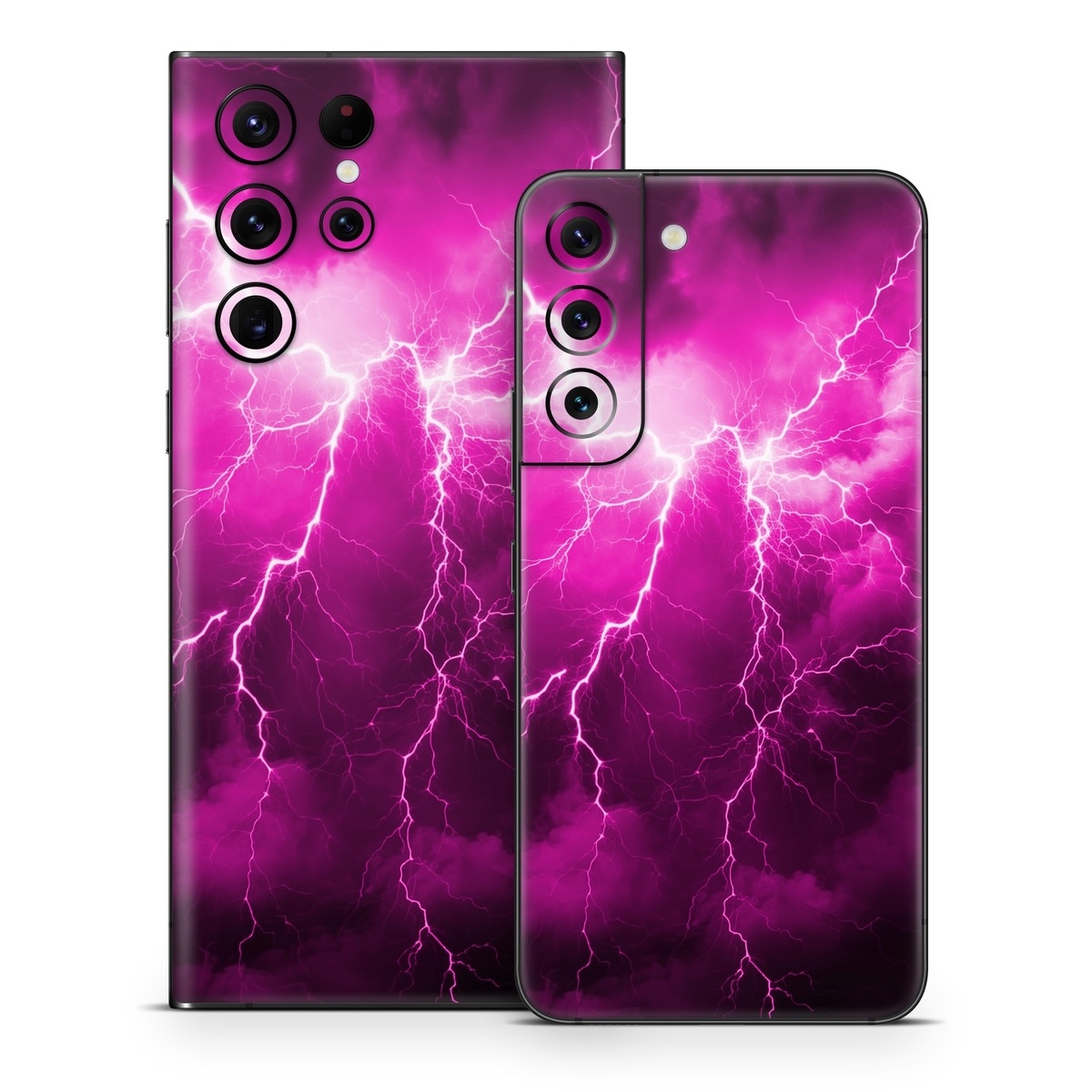 Samsung Galaxy S22 Series Skin design of Sky, Thunder, Lightning, Thunderstorm, Atmosphere, White, Purple, Light, Nature, Water, with black, pink colors