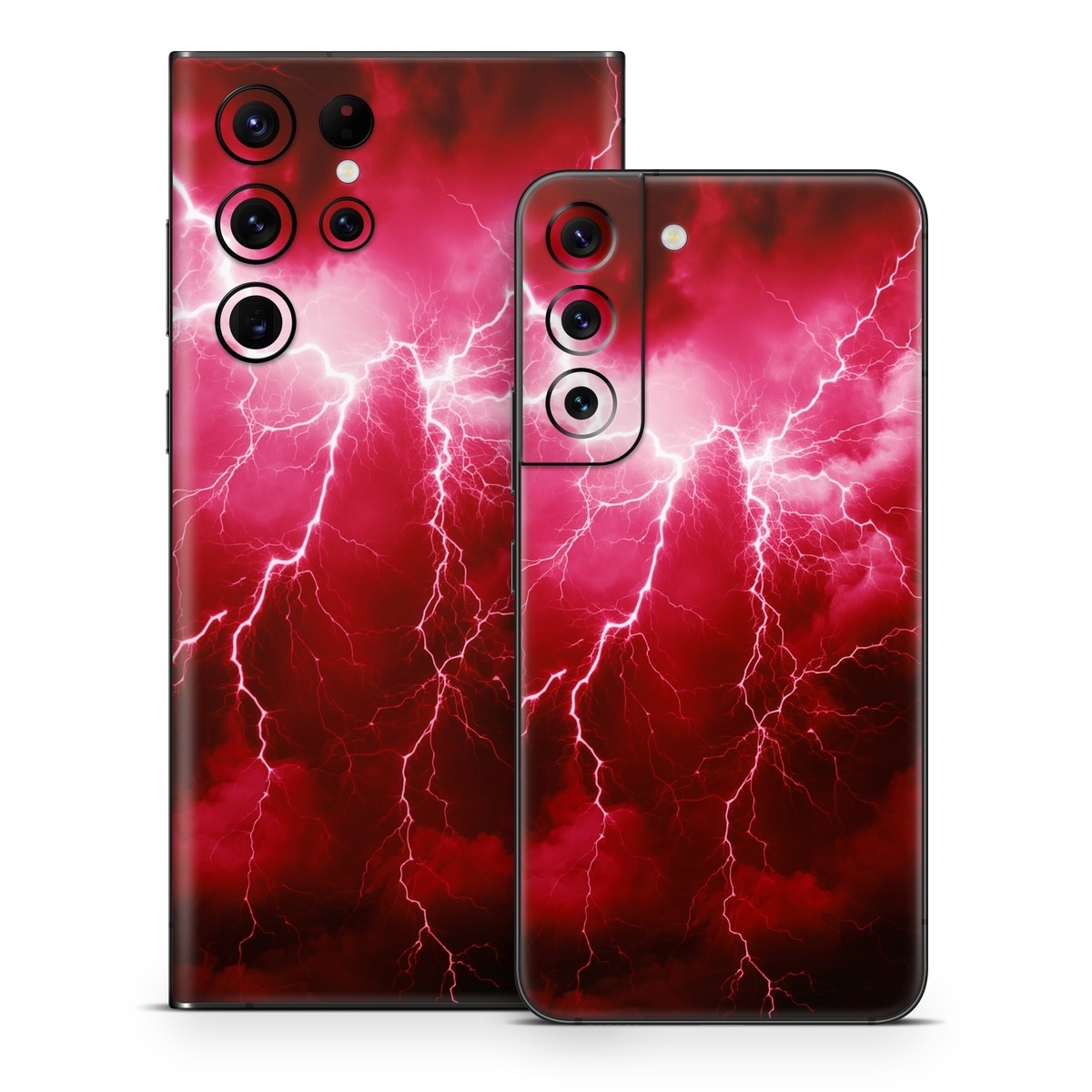 Samsung Galaxy S22 Series Skin design of Thunder, Atmosphere, Sky, Light, Purple, Lighting, Water, Thunderstorm, Electricity, Pink, with black, red colors