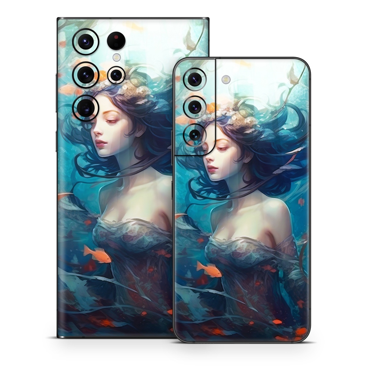 Samsung Galaxy S22 Series Skin design of Azure, Organism, Aqua, Art, Electric blue, Cg artwork, Visual arts, Graphics, Pattern, Painting, with red, blue, yellow, orange, white, black colors