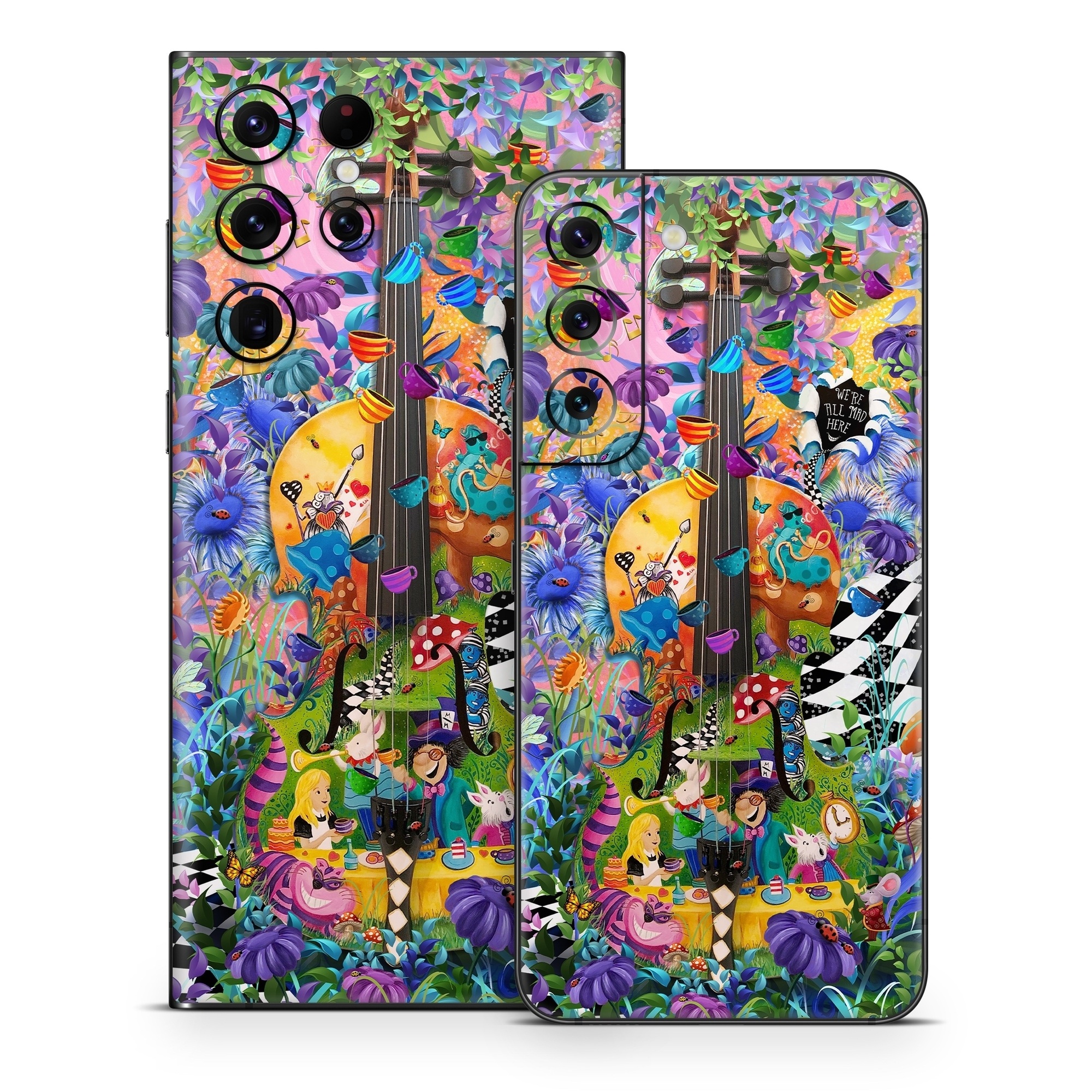 Samsung Galaxy S22 Series Skin design of Textile, Organism, Painting, Art, Pattern, Creative arts, Electric blue, Visual arts, Graphics, Illustration, with purple, blue, white, black, yellow, orange, green, pink, brown, red colors