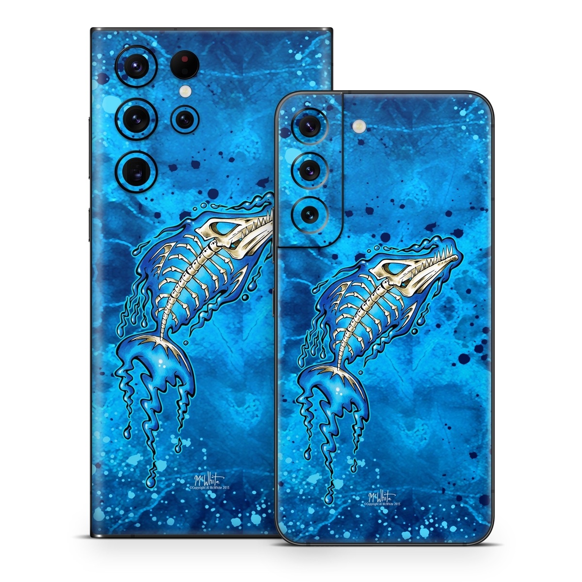 Samsung Galaxy S22 Series Skin design of Blue, Water, Aqua, Electric blue, Illustration, Graphic design, Liquid, Graphics, Marine biology, Art, with blue, white colors