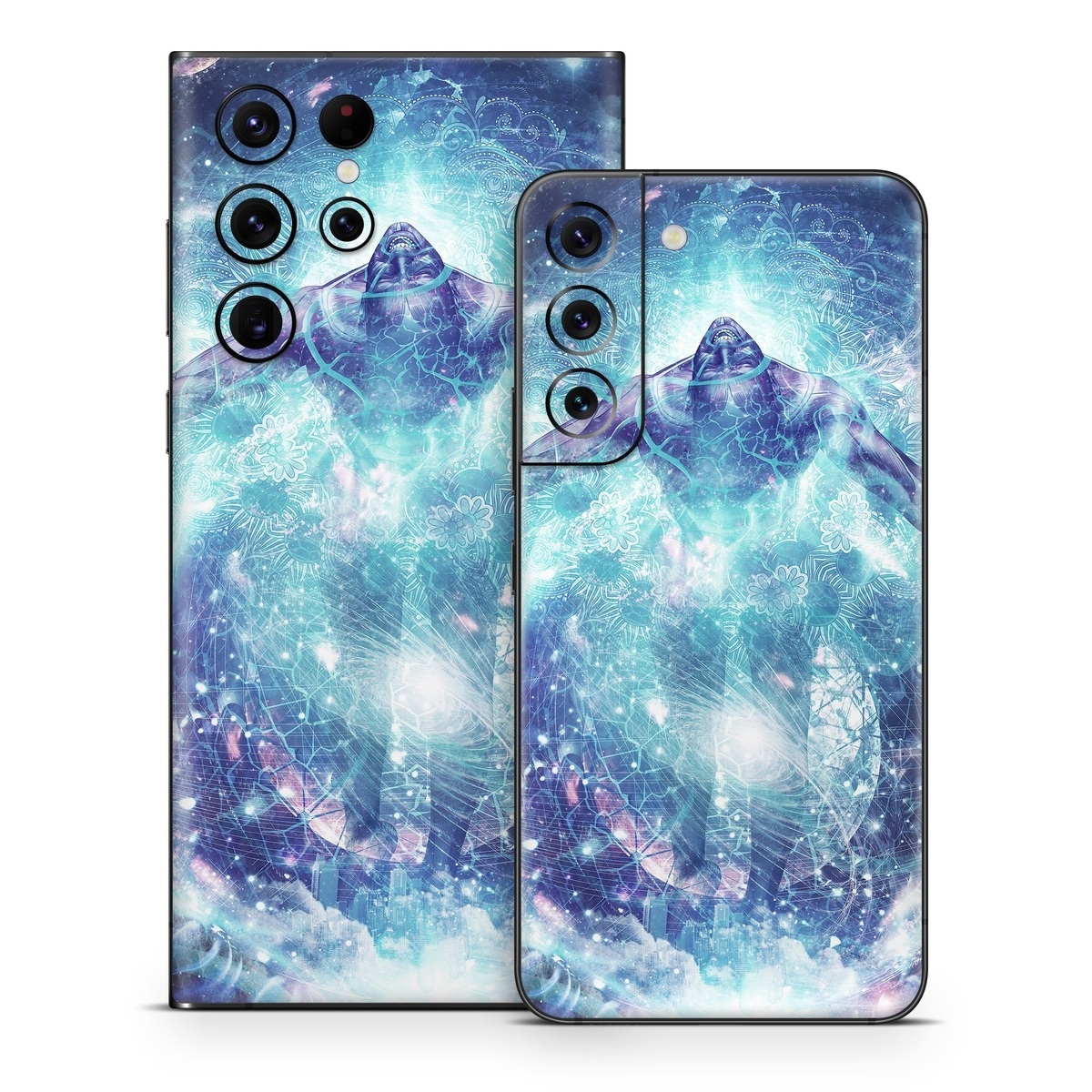 Samsung Galaxy S22 Series Skin design of Outer space, Astronomical object, Universe, Space, Sky, Atmosphere, Fractal art, Nebula, Science, Star, with blue, black, red, yellow, white colors