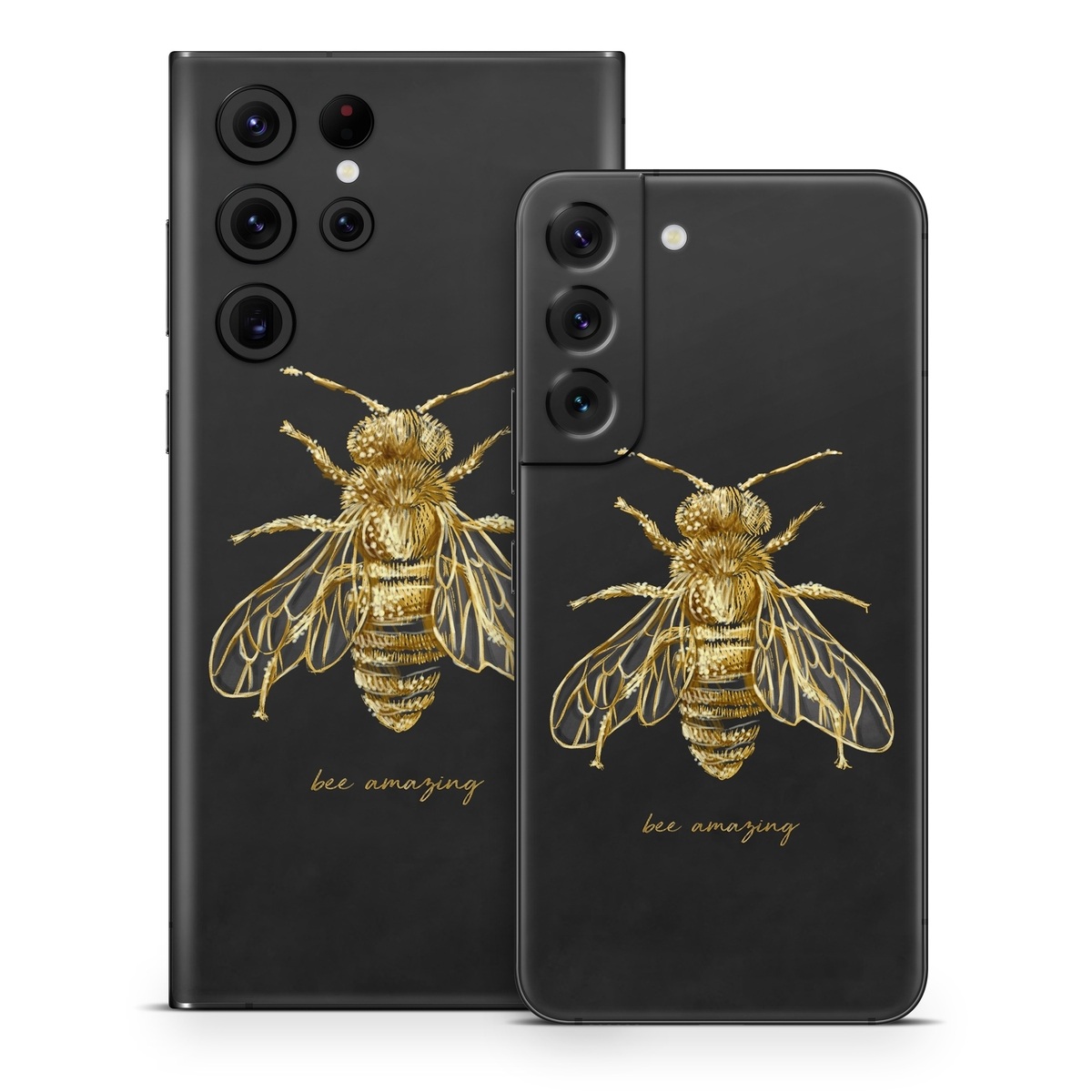 Samsung Galaxy S22 Series Skin design of Insect, Invertebrate, Membrane-winged insect, Arthropod, Pest, Net-winged insects, Bee, Cicada, Macro photography, Pollinator, with black, yellow, white colors