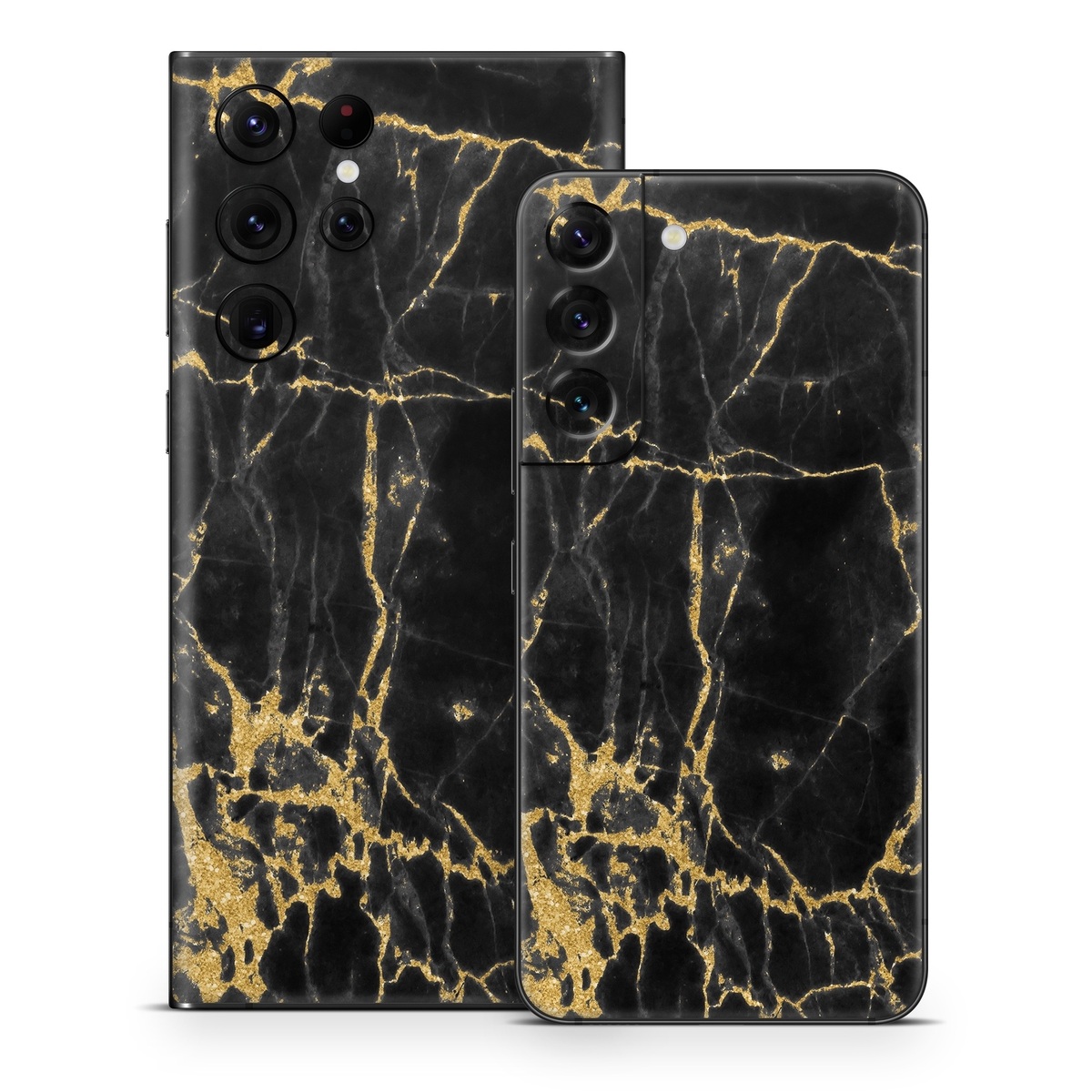 Samsung Galaxy S22 Series Skin design of Black, Yellow, Water, Brown, Branch, Leaf, Rock, Tree, Marble, Sky, with black, yellow colors
