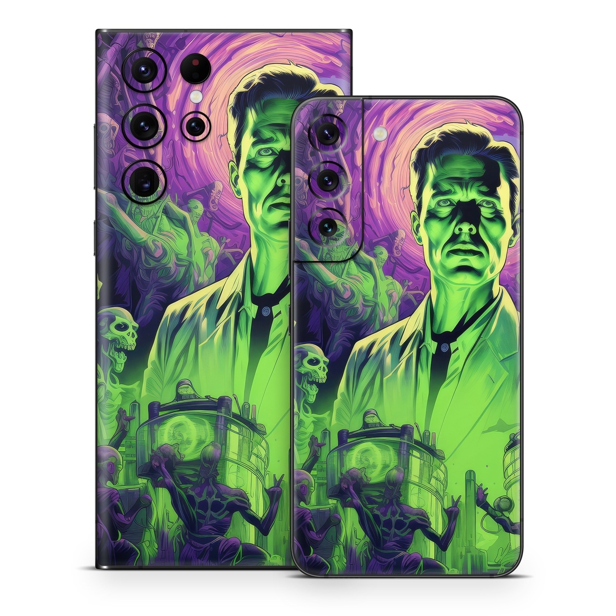 Samsung Galaxy S22 Series Skin design of Art, Cool, Fictional character, Illustration, Painting, Electric blue, Visual arts, Artist, Event, Drawing, with black, green, purple colors
