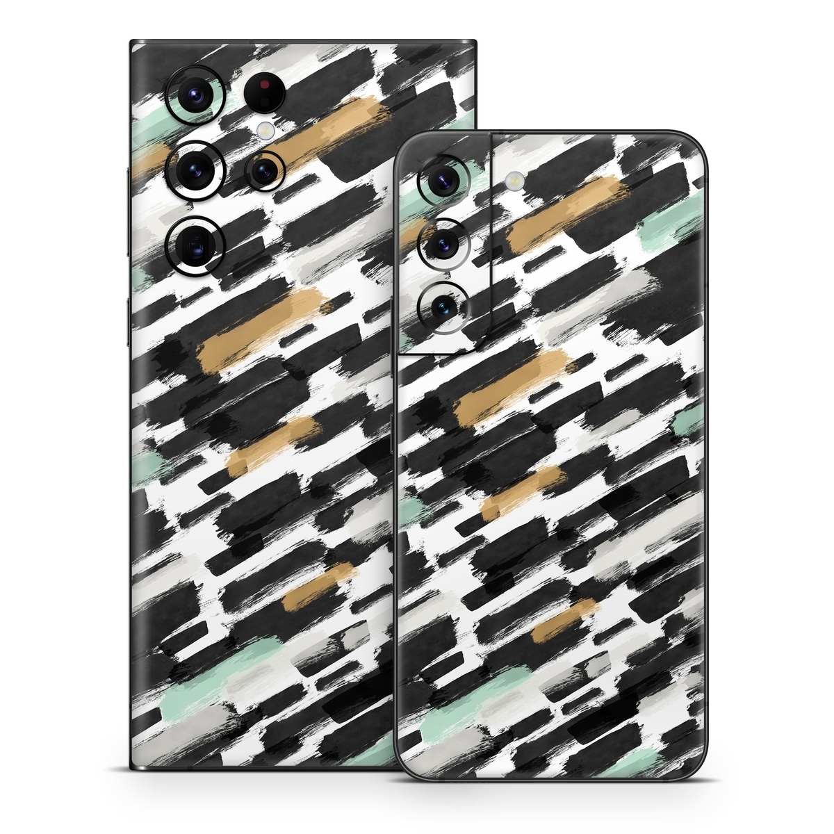 Samsung Galaxy S22 Series Skin design of Pattern, Line, Design, Material property, Rectangle, with black, white, orange, blue, yellow colors