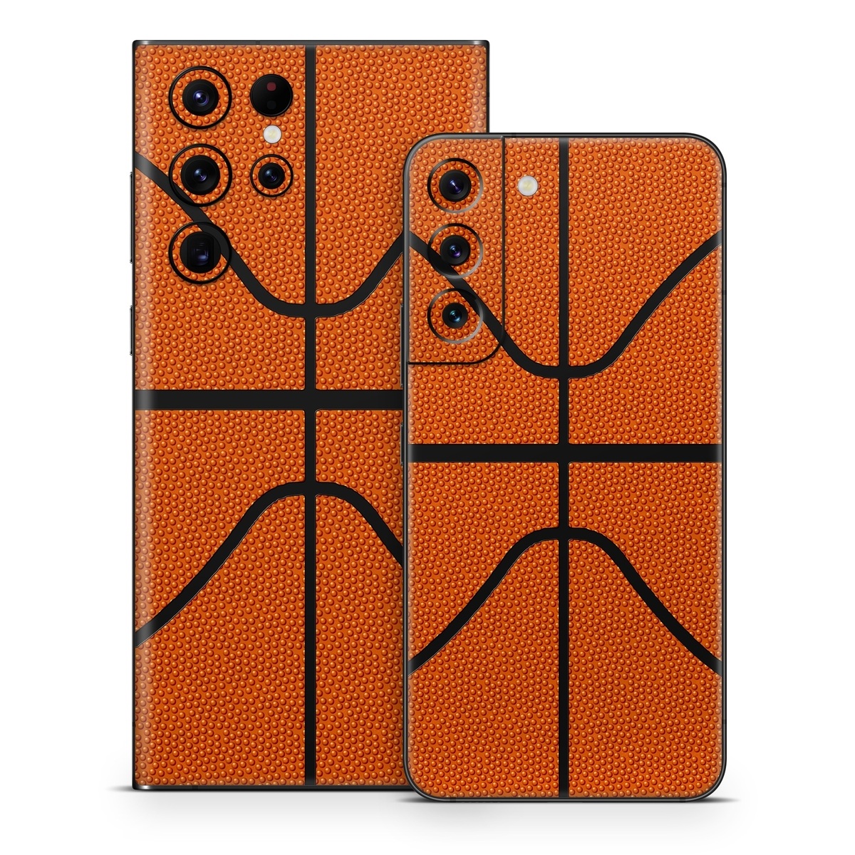 Samsung Galaxy S22 Series Skin design of Orange, Basketball, Line, Pattern, Sport venue, Brown, Yellow, Design, Net, Team sport, with orange, black colors