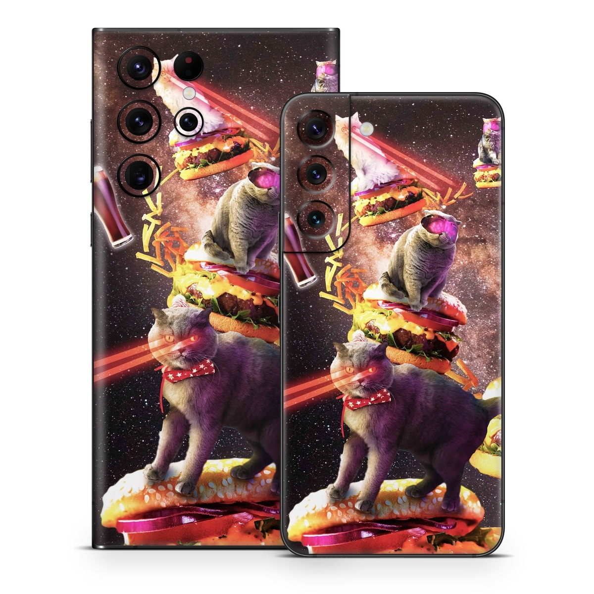Samsung Galaxy S22 Series Skin design of Circus, Performance, Event, Graphic design, Art, Illustration, Fictional character, with black, white, purple, brown, gray, yellow, green colors