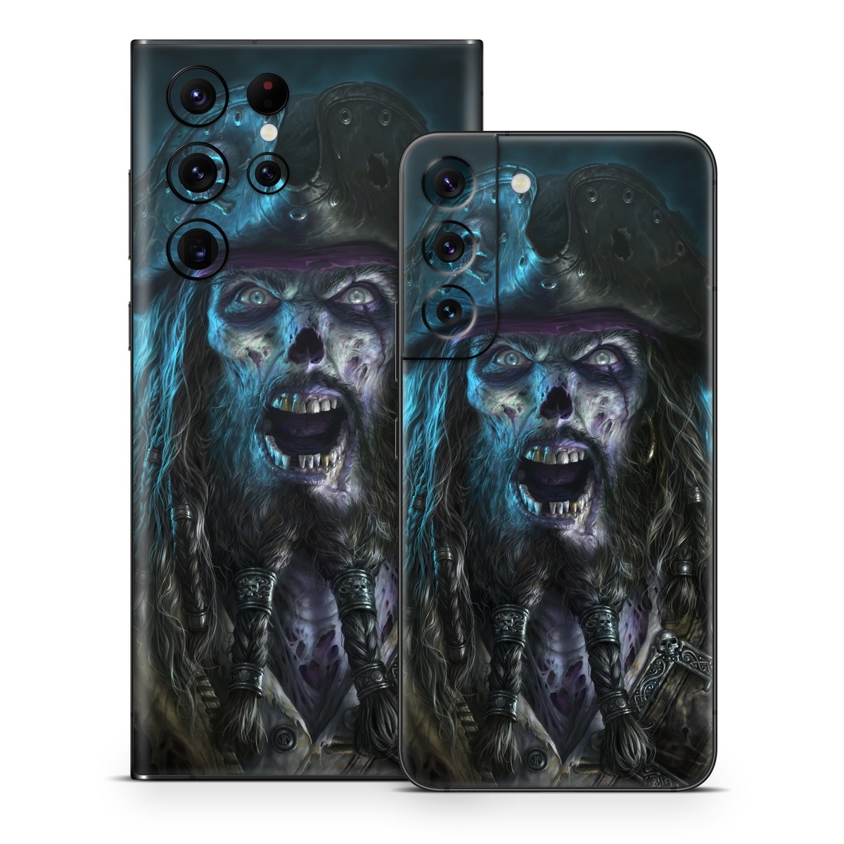 Samsung Galaxy S22 Series Skin design of Darkness, Illustration, Art, Ghost, Fictional character, Beard, with black, white, blue, gray colors