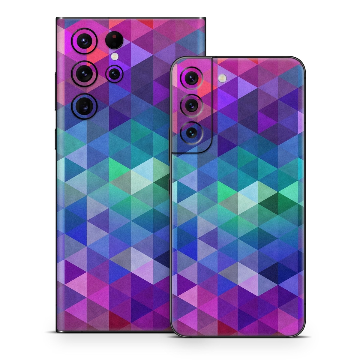 Samsung Galaxy S22 Series Skin design of Purple, Violet, Pattern, Blue, Magenta, Triangle, Line, Design, Graphic design, Symmetry, with blue, purple, green, red, pink colors