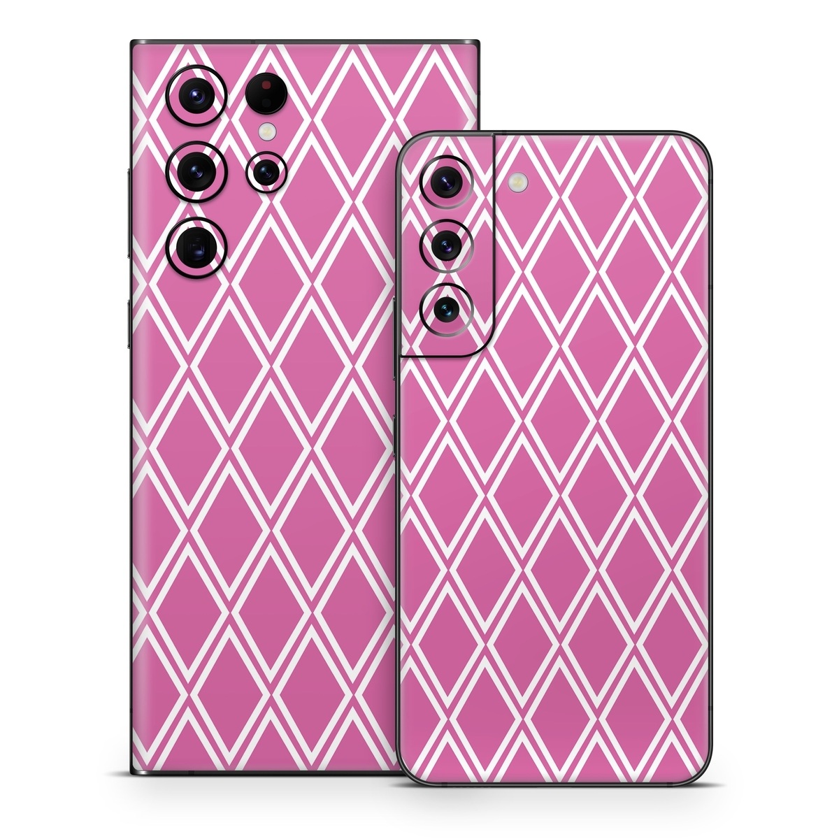 Samsung Galaxy S22 Series Skin design of Pink, Rectangle, Font, Material property, Magenta, Symmetry, Parallel, Pattern, Peach, Circle, with pink, white colors