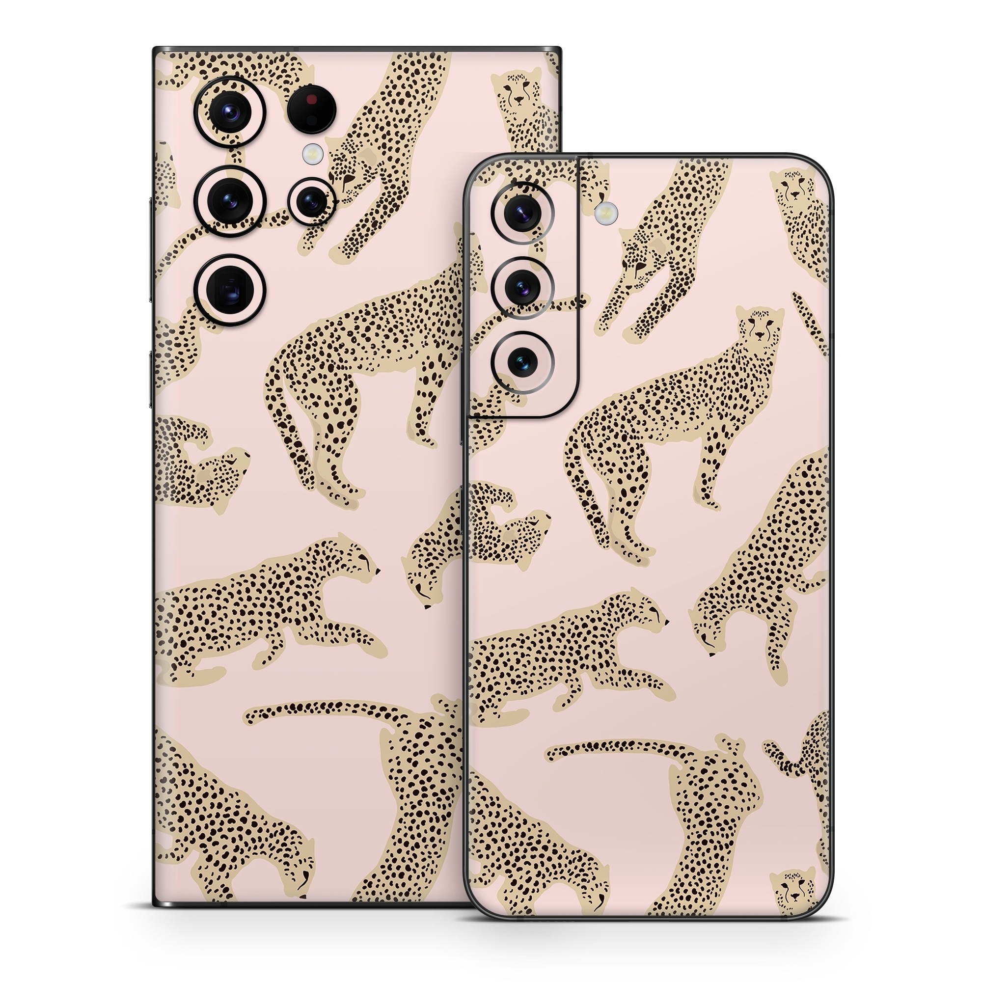 Samsung Galaxy S22 Series Skin design of Hair, Vertebrate, White, Organ, Textile, Organism, Mammal, Felidae, Font, Line, with pink, yellow, black colors