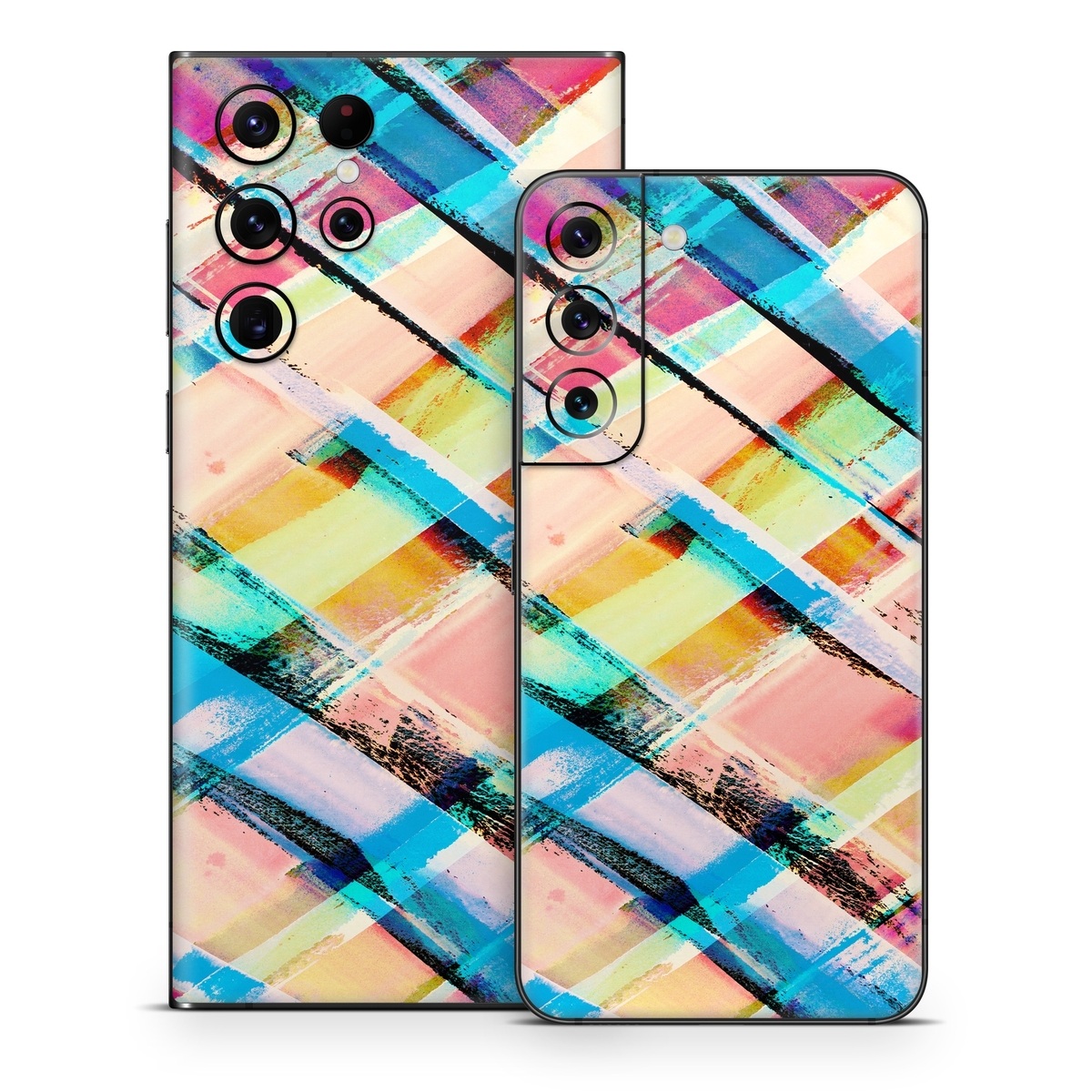 Samsung Galaxy S22 Series Skin design of Line, Pattern, Turquoise, Plaid, Orange, Colorfulness, Design, Textile, Tints and shades, with blue, pink, red, purple, yellow, orange colors