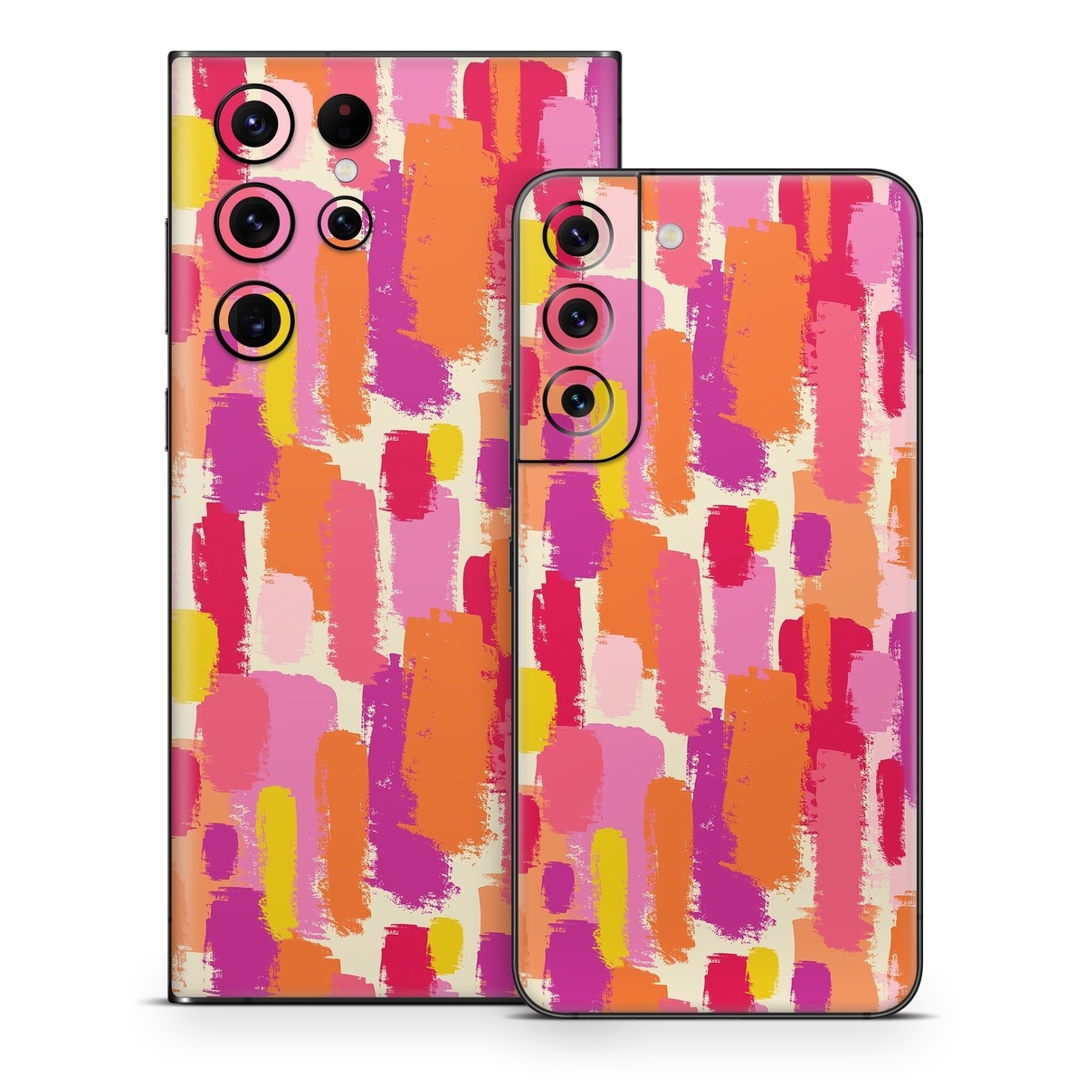 Samsung Galaxy S22 Series Skin design of Font, Material property, Magenta, Pattern, Art, Graphics, Tints and shades, Visual arts, Design, Graphic design, with orange, yellow, pink, purple, red, white colors