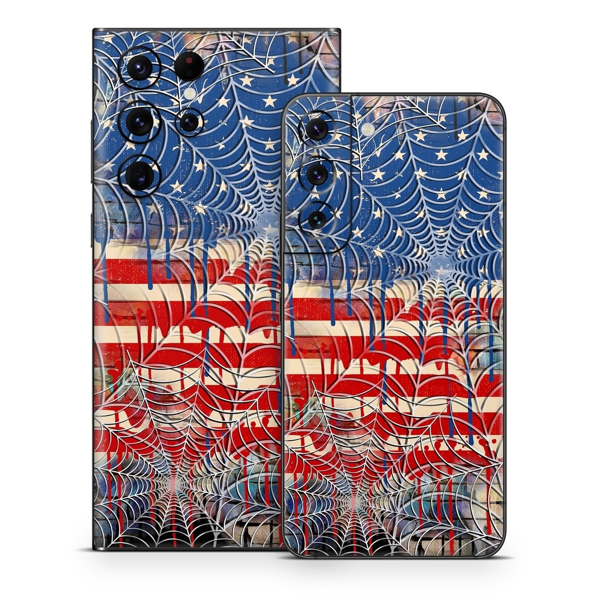 Samsung Galaxy S22 Series Skin design of Graffiti, Art, Pattern, Flag, Street art, Line, Textile, Mural, Modern art, with red, blue, white, black colors