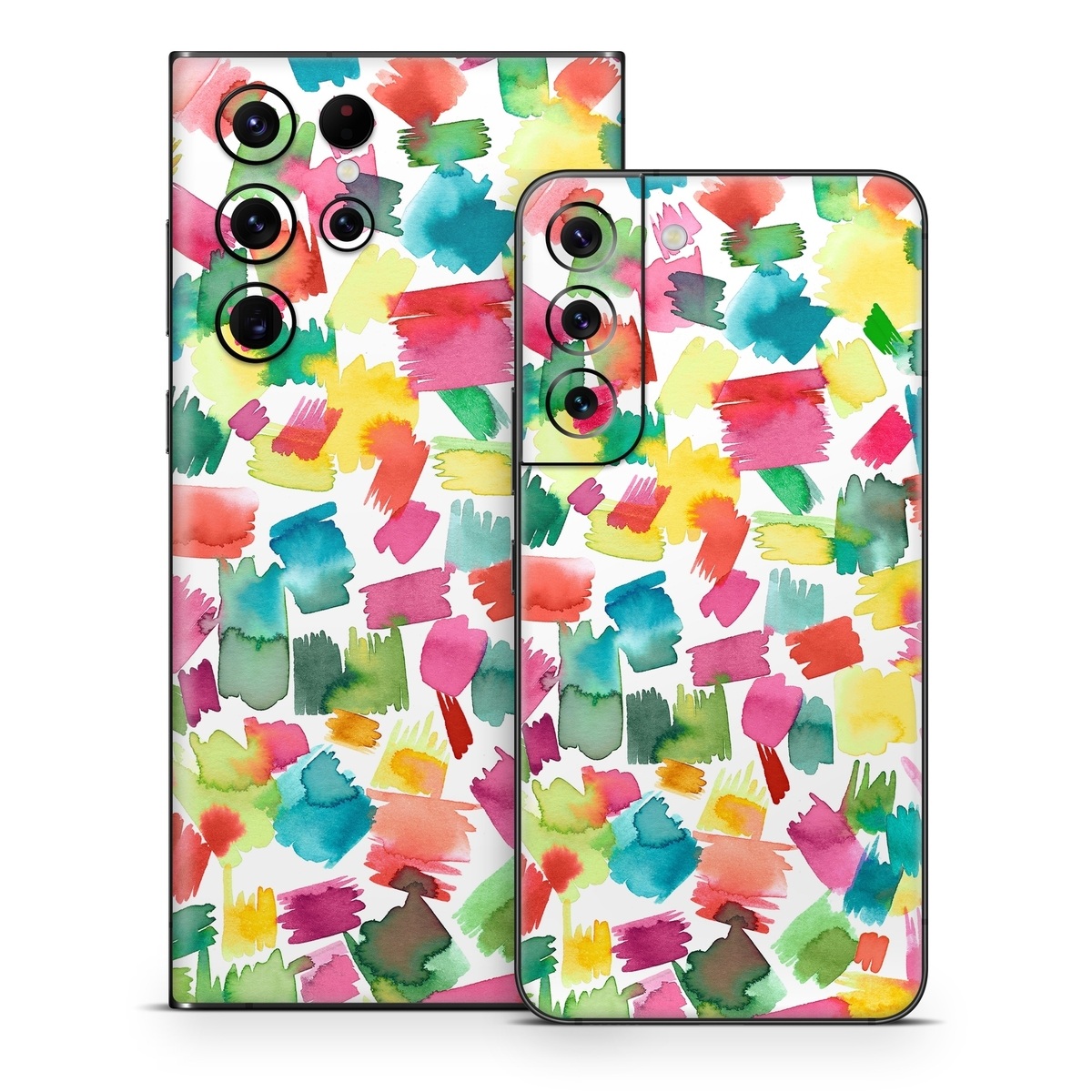 Samsung Galaxy S22 Series Skin design of Colorfulness, Rectangle, Pattern, Art, Creative arts, Font, Circle, Tints and shades, Symmetry, Magenta, with white, red, pink, yellow, orange, green, blue colors