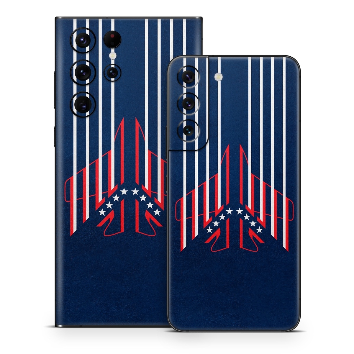 Samsung Galaxy S22 Series Skin design of Sleeve, Font, Motor vehicle, T-shirt, Emblem, Poster, Electric blue, Symmetry, Symbol, Pattern, with blue, red, white colors