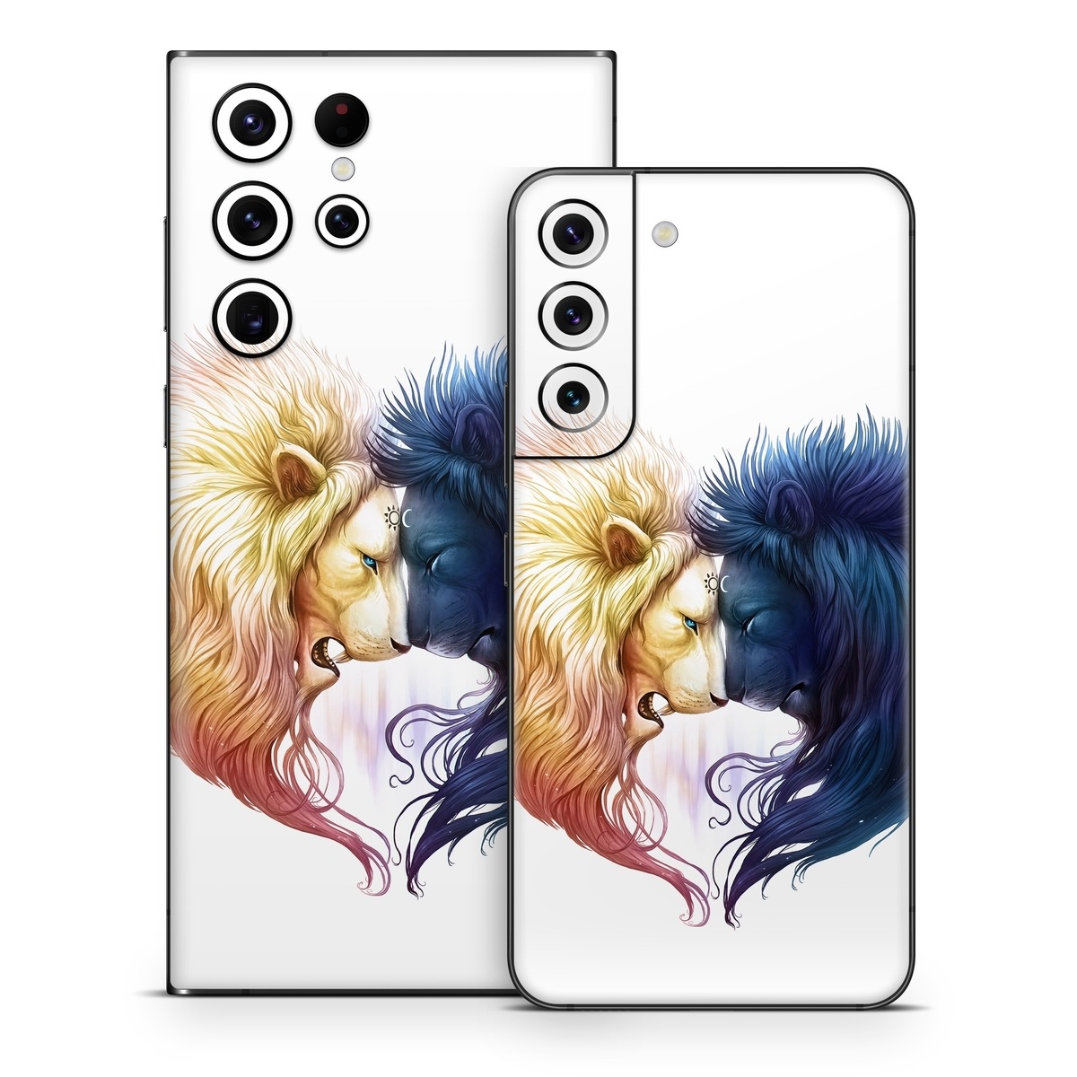 Samsung Galaxy S22 Series Skin design of Vertebrate, Eyelash, Mammal, Ear, Gesture, Cartoon, Art, Painting, Happy, Paint, with white, black, blue, orange, yellow, red, purple colors