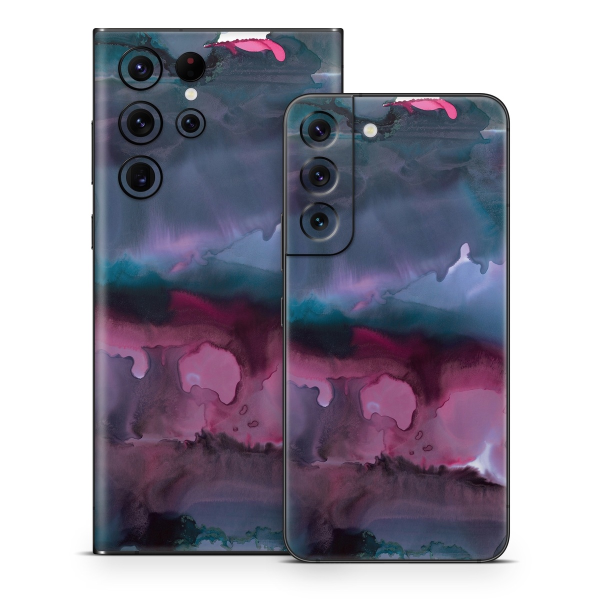 Samsung Galaxy S22 Series Skin design of Watercolor paint, Purple, Painting, Ice, Magenta, Sky, Art, Cloud, Paint, Modern art, with black, white, purple, blue, red colors