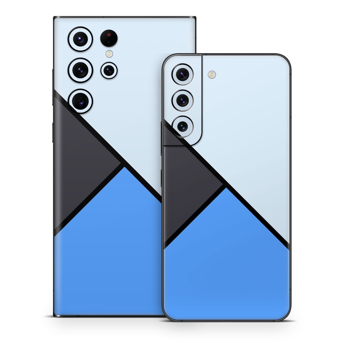 Samsung Galaxy S22 Series Skin design of Blue, Line, Cobalt blue, Triangle, Azure, Electric blue, Parallel, Symmetry, Font, with blue, gray, black colors
