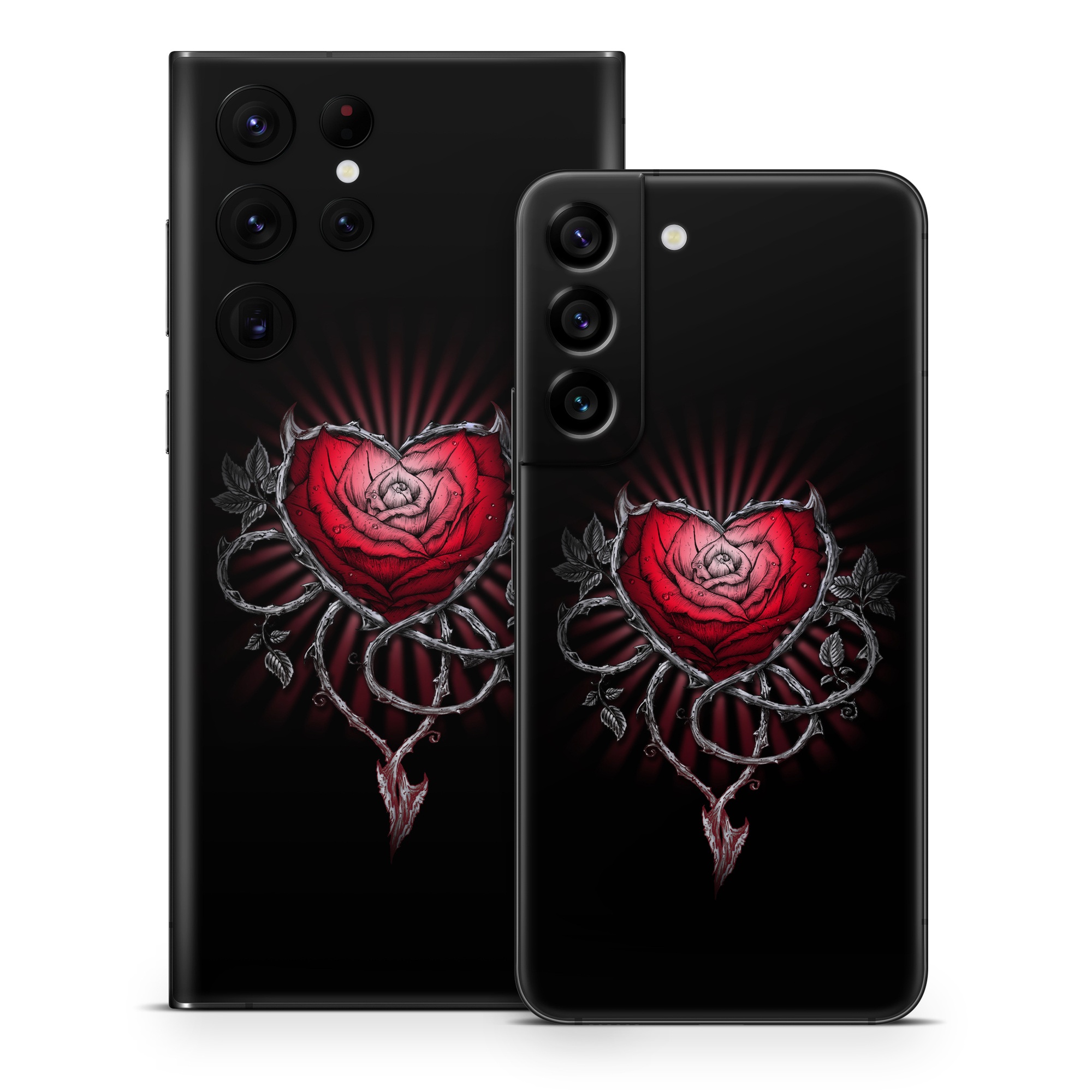 Samsung Galaxy S22 Series Skin design of Human body, Flash photography, Gesture, Sleeve, Petal, Font, Jewellery, Fictional character, Magenta, Symmetry, with black, white, red, gray colors