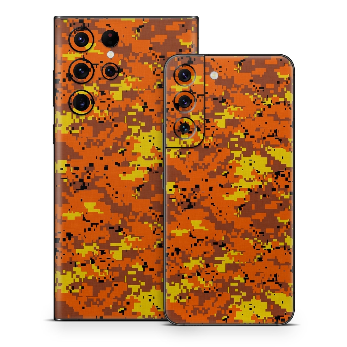 Samsung Galaxy S22 Series Skin design of Orange, Yellow, Leaf, Tree, Pattern, Autumn, Plant, Deciduous, with red, green, black colors