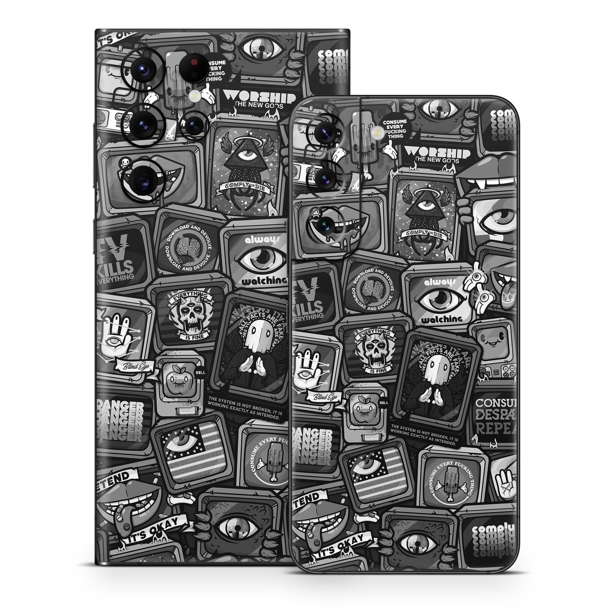 Samsung Galaxy S22 Series Skin design of Font, Text, Pattern, Black-and-white, Design, Photography, Stock photography, Illustration, Monochrome, Drawing, with black, white, gray colors