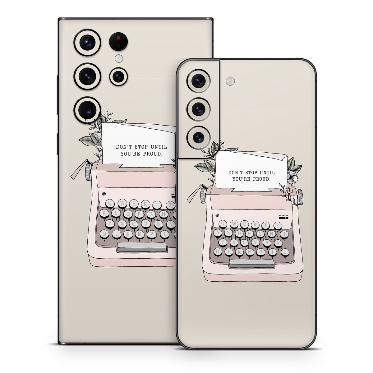 Samsung Galaxy S22 Series Skin design of Typewriter, Office equipment, Space bar, Office supplies, Illustration, with black, white, pink colors