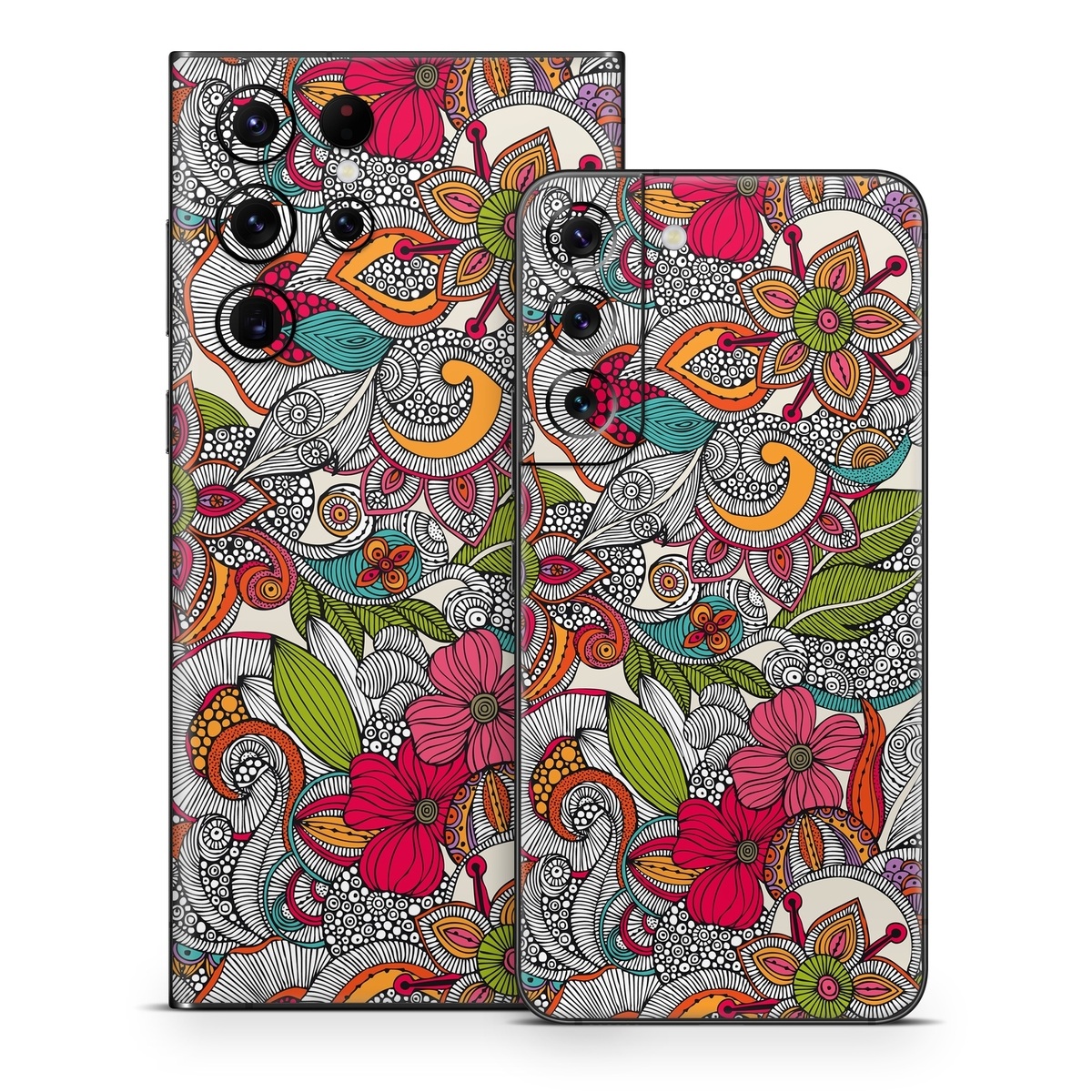Samsung Galaxy S22 Series Skin design of Pattern, Drawing, Visual arts, Art, Design, Doodle, Floral design, Motif, Illustration, Textile, with gray, red, black, green, purple, blue colors